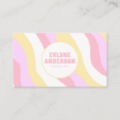 Retro Roze Pastel QR Code 70s Boho Groovy Meisjesa Visitekaartje (Voorkant)