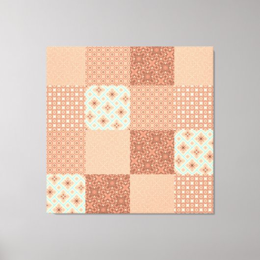Retro Roze Patchwork Canvas Afdruk (Voorkant)