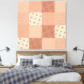 Retro Roze Patchwork Canvas Afdruk (Insitu (Slaapkamer))