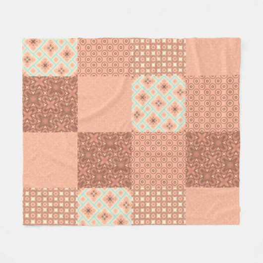 Retro Roze Patchwork Fleece Deken (Voorkant (Horizontaal))