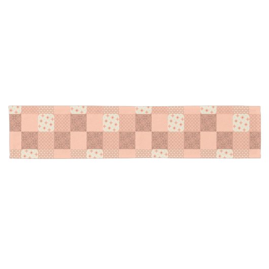 Retro Roze Patchwork Korte Tafelloper (Horizontaal)