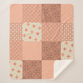 Retro Roze Patchwork Sherpa Deken