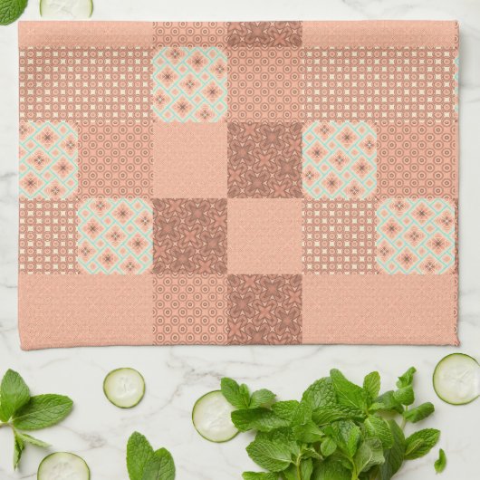 Retro Roze Patchwork Theedoek (Gevouwen)