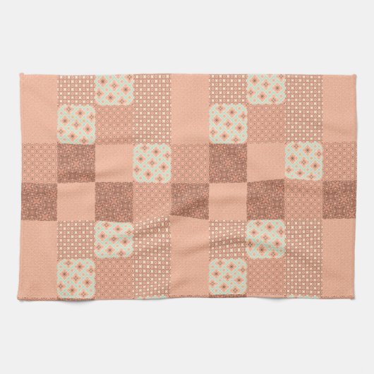 Retro Roze Patchwork Theedoek (Horizontaal)