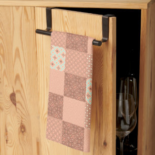 Retro Roze Patchwork Theedoek