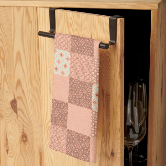 Retro Roze Patchwork Theedoek (Derde Gevouwen)