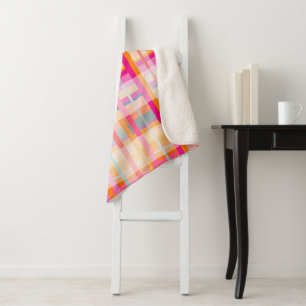 Retro  roze patroon in pastels sherpa deken