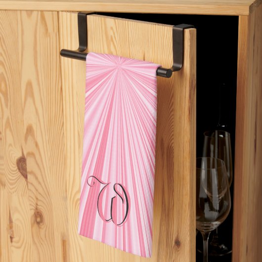 Retro Roze Patroon Initialen  Theedoek (Derde Gevouwen)