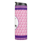 Retro roze patroon strepen kano otter aangepaste n thermosbeker (Geroteerd rechts)