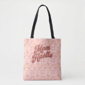 Retro Roze Perzik bloemmotief Moeder Hustle Tote Bag (Voorkant)