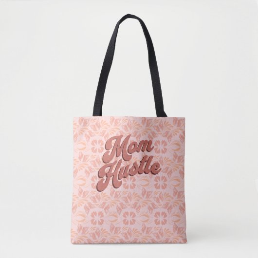 Retro Roze Perzik bloemmotief Moeder Hustle Tote Bag (Voorkant)
