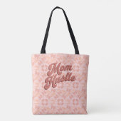 Retro Roze Perzik bloemmotief Moeder Hustle Tote Bag (Achterkant)