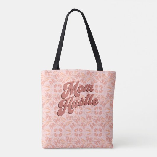 Retro Roze Perzik bloemmotief Moeder Hustle Tote Bag (Achterkant)