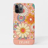 Retro Roze Perzik Sinaasappel Groovy Bloemen Trend Case-Mate iPhone Case (Achterkant)