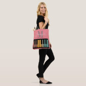 Retro Roze Piano Monogram Naam Gepersonaliseerd Tote Bag (Op model)