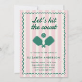 Retro Roze Pickleball Elegant Verjaardagsfeest Kaart (Voorkant)