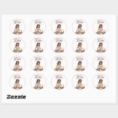 Retro Roze Pin-up Meisjesavond Ronde Sticker (Vel)