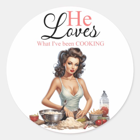 Retro Roze Pin-up Meisjesavond Ronde Sticker (Voorkant)