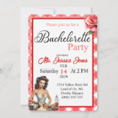 Retro Roze Pin-up Uitnodigingen voor Bachelorettef (Achterkant)