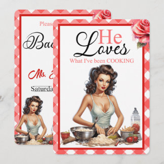 Retro Roze Pin-up Uitnodigingen voor Bachelorettef