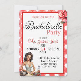 Retro Roze Pinup Bachelorette Feestuitnodiging Kaart