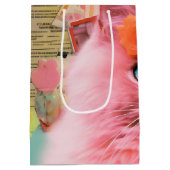 Retro roze pluizige kat collage medium cadeauzakje (Achterkant)