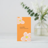 RETRO ROZE PLUMERIA'S/DIY ACHTERGRONDKLEUR VISITEKAARTJE (Staand voorkant)