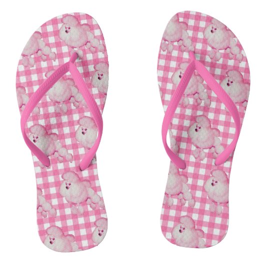 Retro Roze Podle en Gingham Teenslippers (Voetbed)