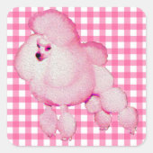 Retro roze poedel Gingham Stickers (Voorkant)