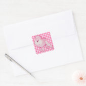 Retro roze poedel Gingham Stickers (Envelop)
