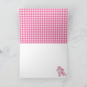 Retro Roze Poedel Gingham Verjaardag Wenskaart Kaart (Binnen)