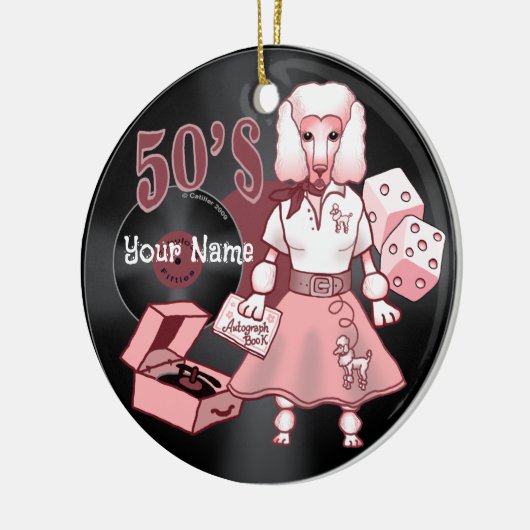 Retro roze poedel Ornament (Links)