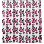 Retro Roze Poedels Badkamer Decor Douchegordijn (Voorkant)