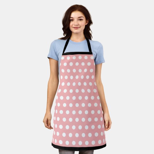Retro Roze Polka Dot Schort (Gedragen)