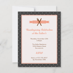 Retro roze polka dots lijst gastvrouw diner kaart