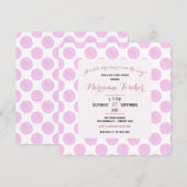 Retro roze polka stippen meisje babyshower uitnodi (Voorkant / Achterkant)