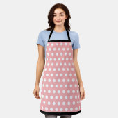 Retro roze polka stippen schort (Gedragen)