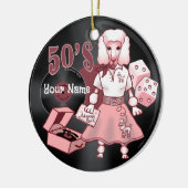 Retro Roze Poodle Ornament (Links)