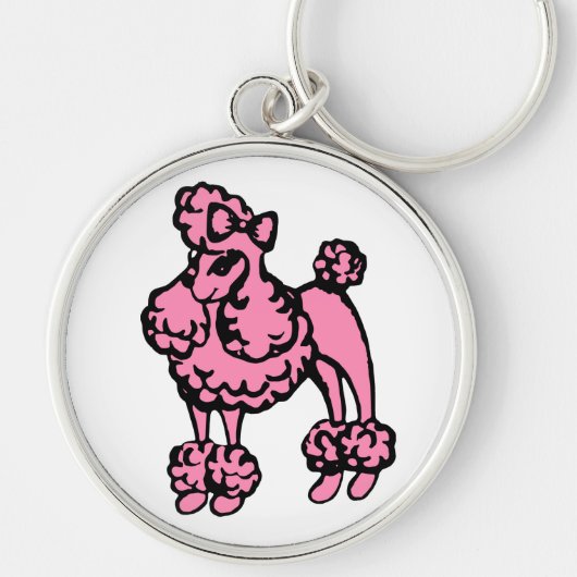 Retro Roze Poodle Sleutelhanger (Voorkant)