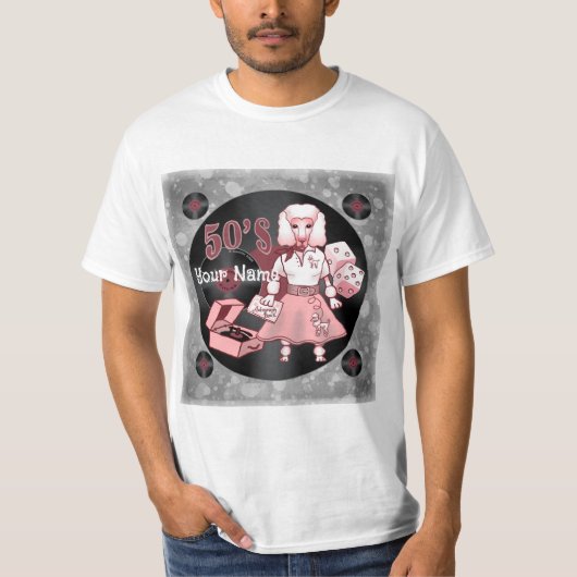 Retro Roze Poodle T-shirt (Voorkant)