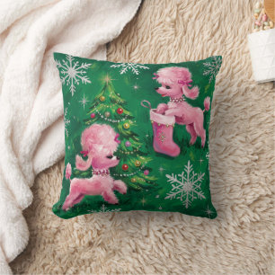 Retro Roze Poodle Vakantie Kussen