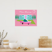 Retro Roze Poster met handpalmen (Keuken)