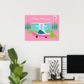 Retro Roze Poster met handpalmen (Thuiskantoor)