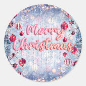Retro Roze Prettig Kerstfeest  Ronde Sticker (Voorkant)