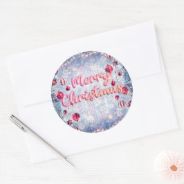 Retro Roze Prettig Kerstfeest  Ronde Sticker