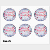 Retro Roze Prettig Kerstfeest Ronde Sticker (Vel)