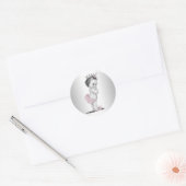 Retro Roze Prinses Baby Borrelstickers Ronde Sticker (Envelop)