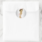 Retro Roze Prinses Baby Borrelstickers Ronde Sticker (Tas)