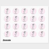 Retro Roze Prinses Baby Borrelstickers Ronde Sticker (Vel)