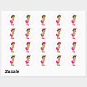 Retro Roze Prinses Baby Borrelstickers Ronde Sticker (Vel)